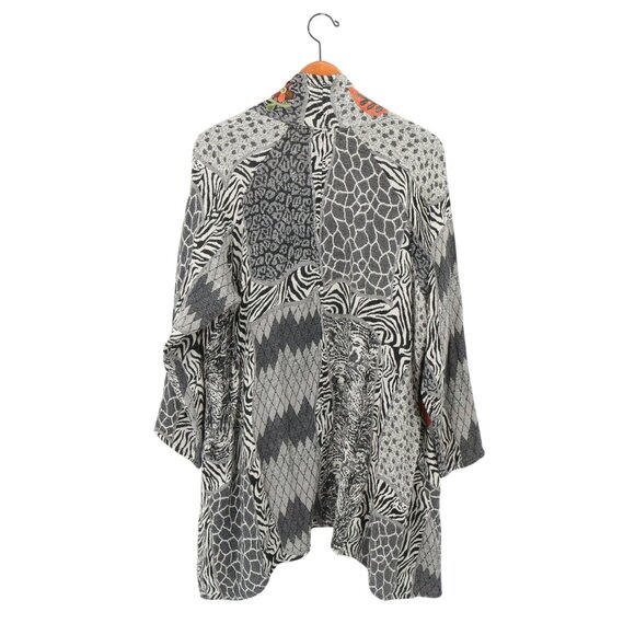 Soft Surroundings Embroidered Animal Print Open Front Cardigan Sweater L/XL - Picture 6 of 6